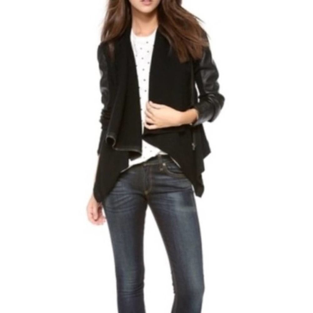BLANKNYC Draped Faux Suede Faux Leather Jacket 